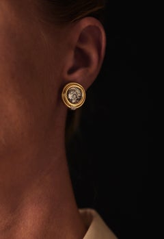 Bvlgari Monete, Faustina the Younger, earrings, 18kt gold with accent diamonds.