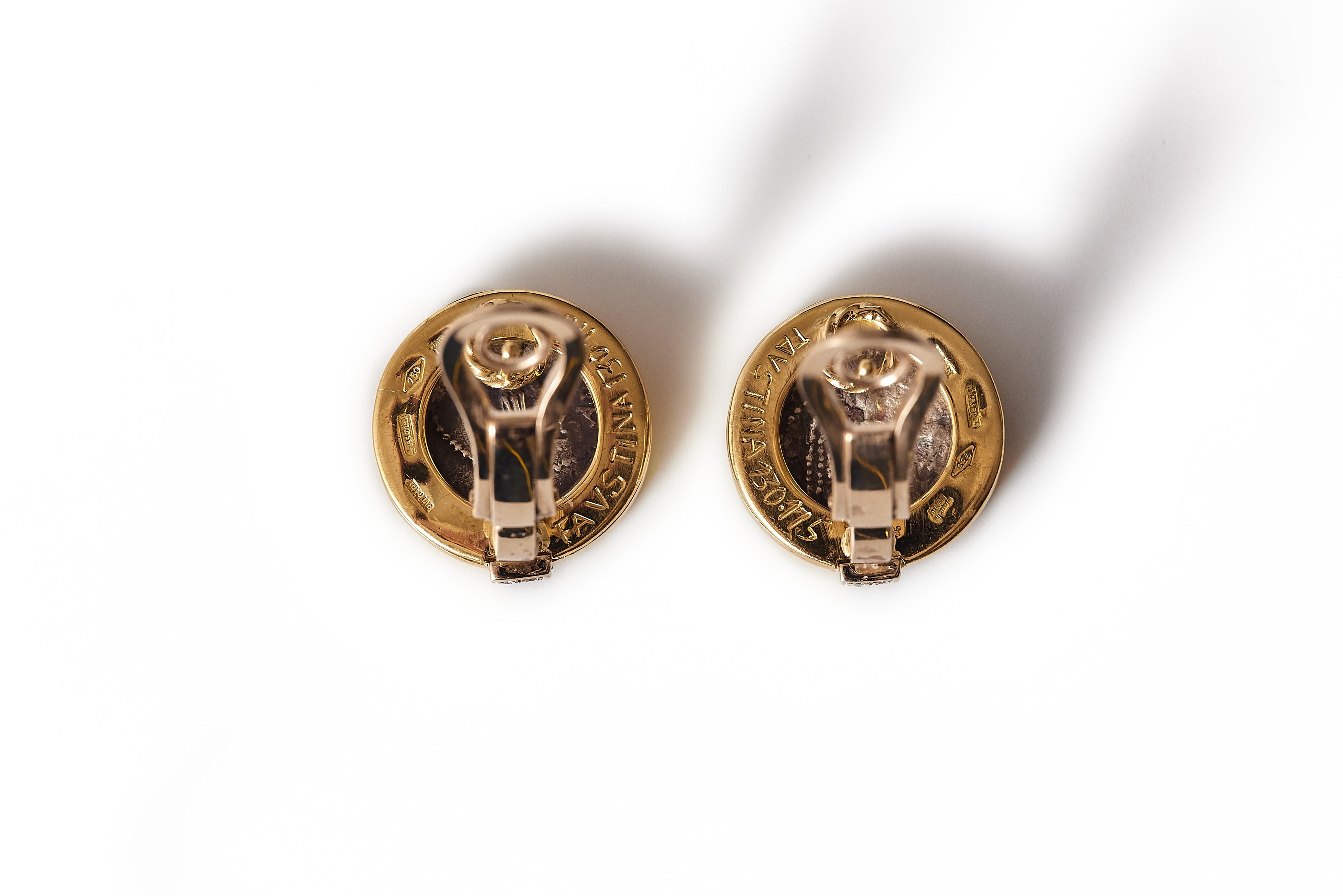 da uomo o donna Bvlgari Monet, Faustina la Giovane, orecchini in oro 18 carati con diamanti. in vendita