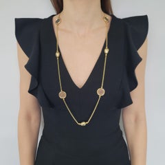 Bvlgari Monete & Gold Bead Long Chain Necklace 18k Gold
