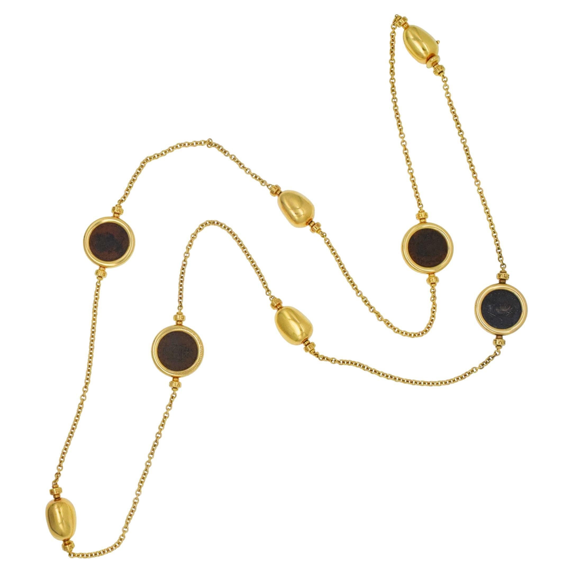 Collana a catena lunga Bvlgari Monete & Gold Bead in oro 18 carati