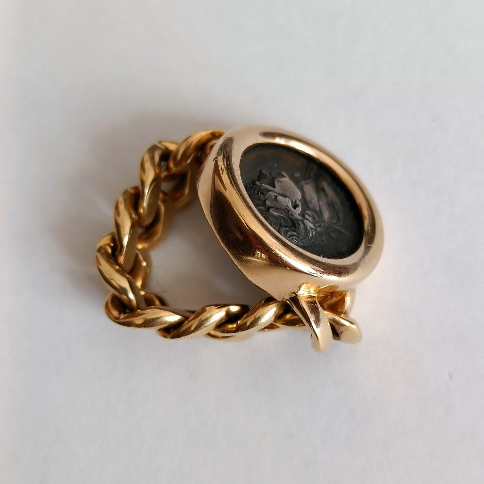 Women's or Men's Bulgari Monete Gold Ring  For Sale