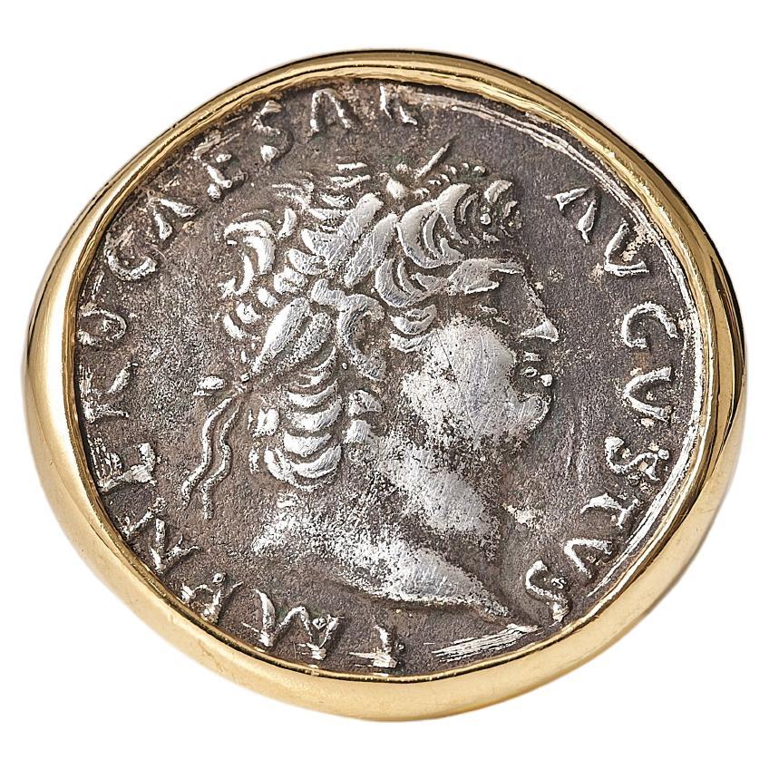 Bvlgari Monete Gold Ring with Ancient Coin of Nero (37–68 AD), Circa 1980. For Sale