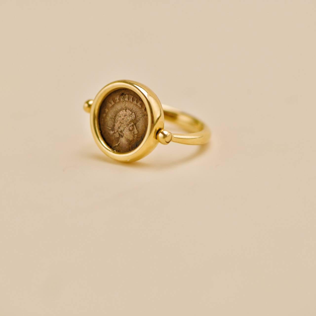 Bvlgari Monete Reversible 18k Yellow Gold Ancient Coin Ring Size 54 1