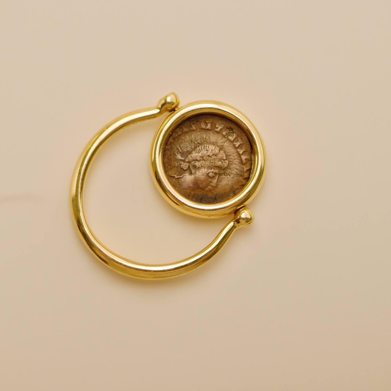 Bvlgari Monete Reversible 18k Yellow Gold Ancient Coin Ring Size 54 2