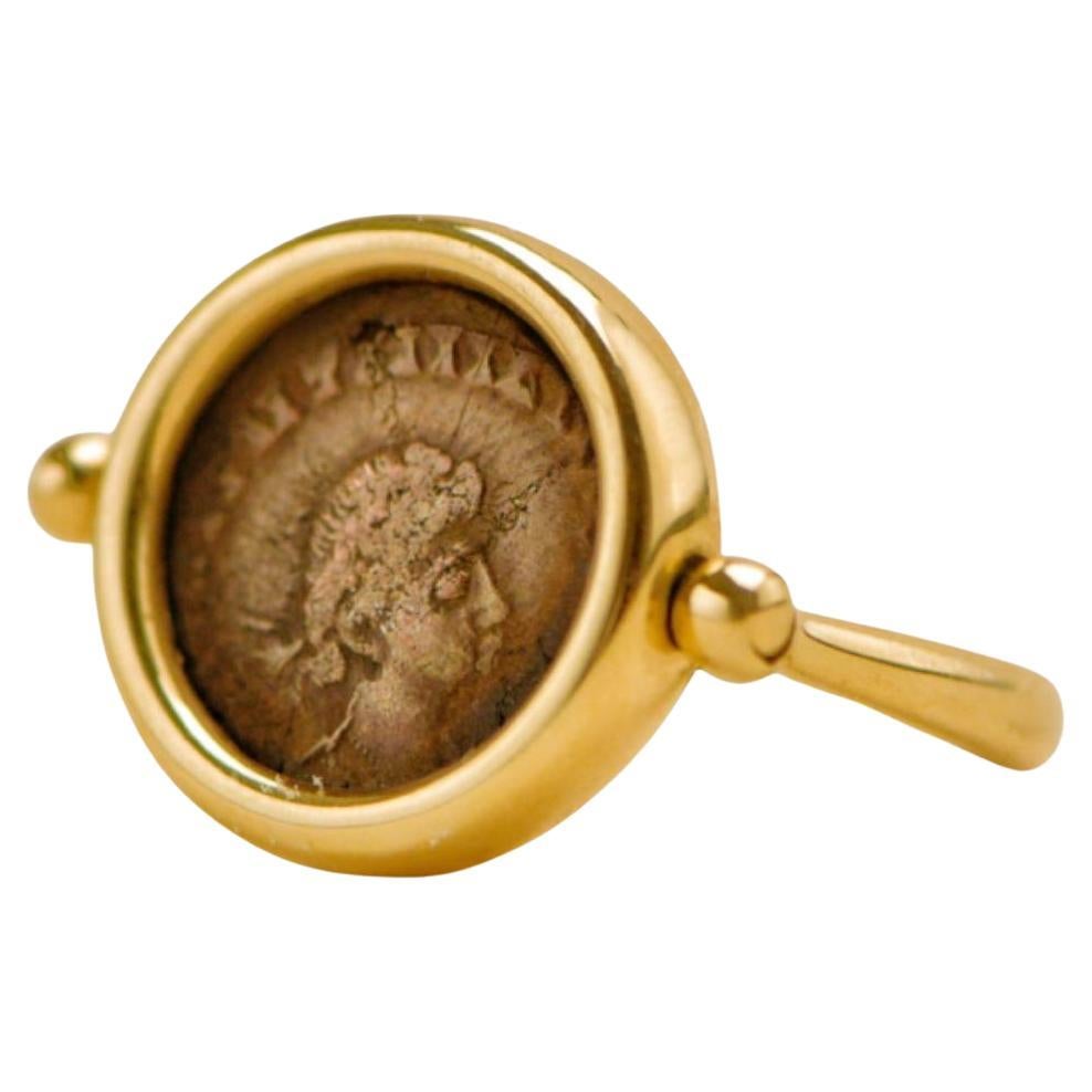 Bvlgari Monete Reversible 18k Yellow Gold Ancient Coin Ring Size 54
