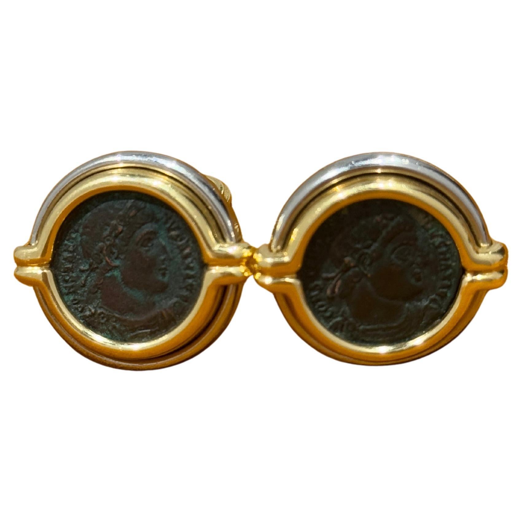 Bvlgari Monete Vintage Coin Earrings in 18k Yellow 
White Gold, Italy, 1970s–19 For Sale