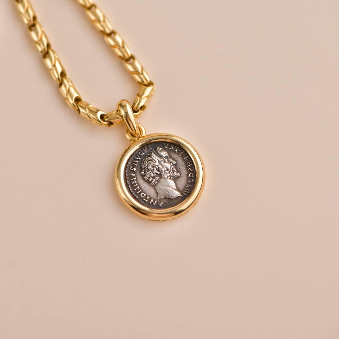 Bvlgari MONETE Halskette aus Gelbgold mit antiker Münze 6