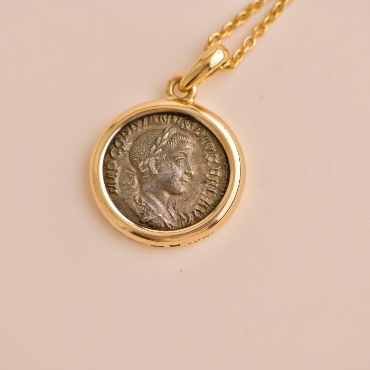 Bvlgari MONETE Halskette aus Gelbgold mit antiker Münze 1