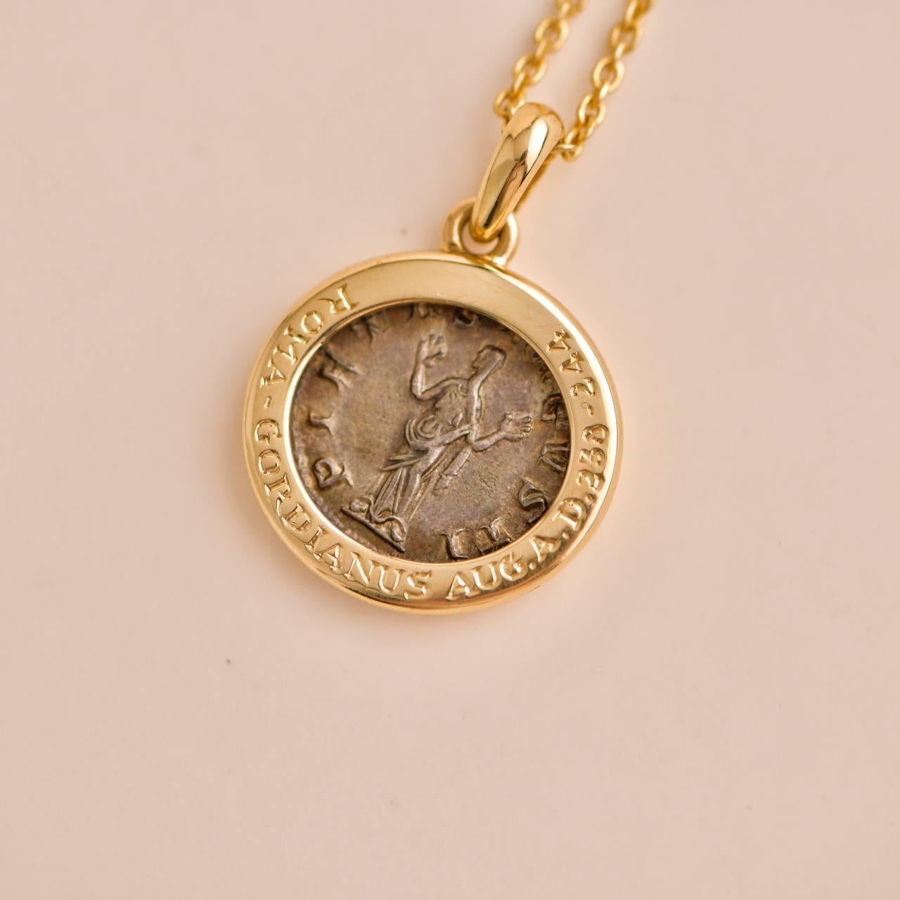 Bvlgari MONETE Halskette aus Gelbgold mit antiker Münze 2