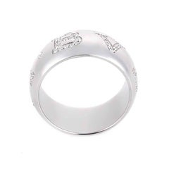 Bvlgari Monologo 18 Karat White Gold Diamond Signature Band Ring