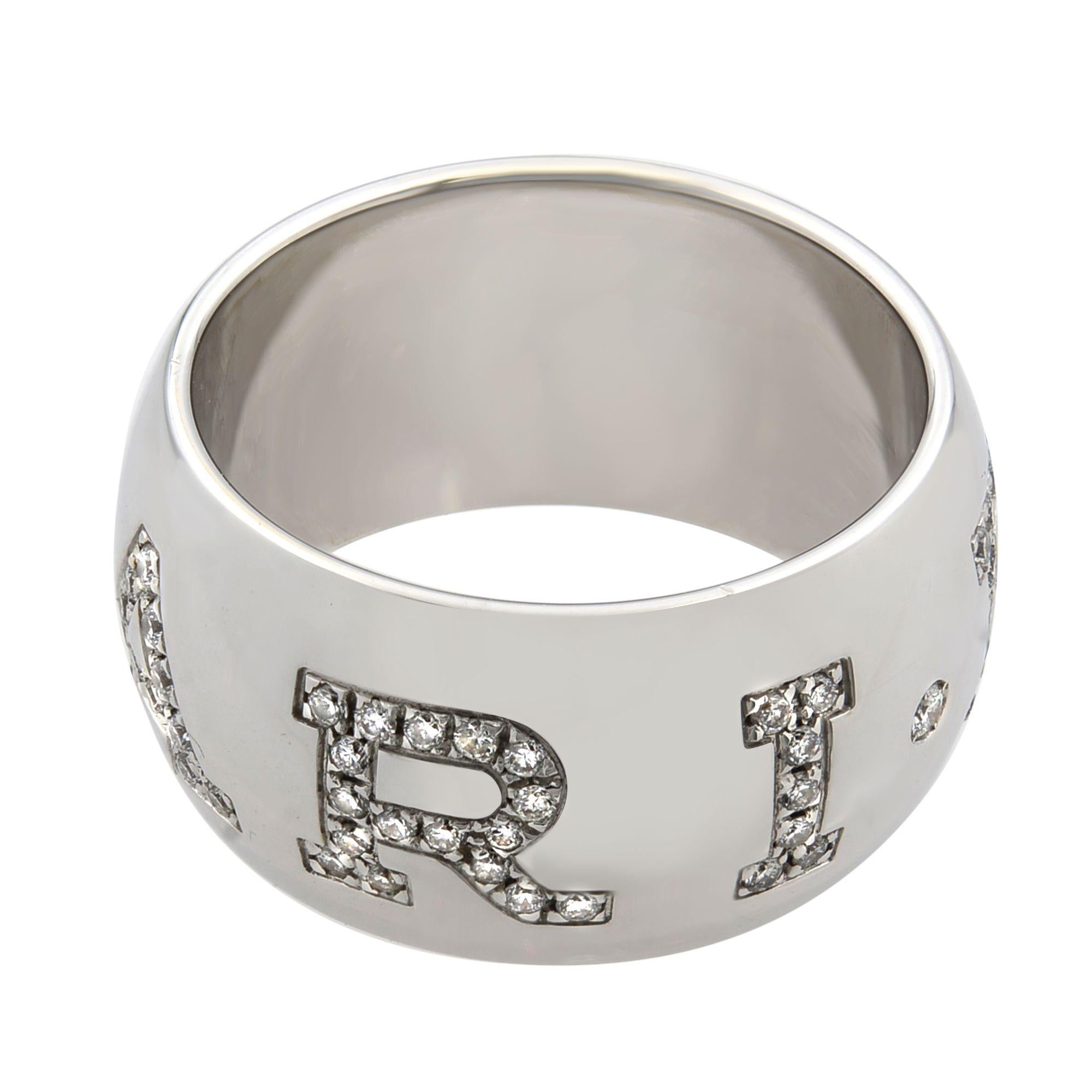 18 Karat Weißgold Diamantring mit 0,90 Karat, Monologo von Bvlgari (Moderne)