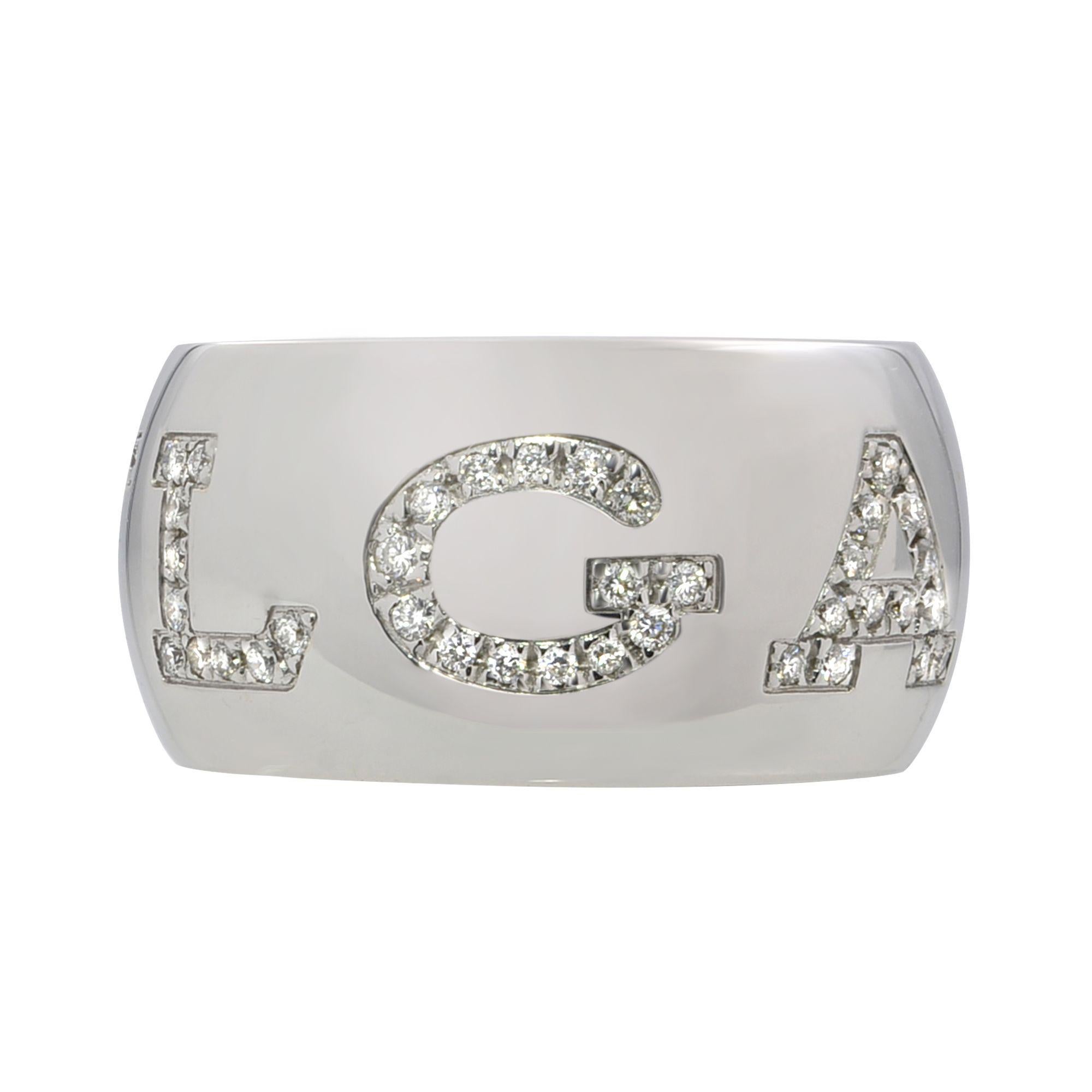 18 Karat Weißgold Diamantring mit 0,90 Karat, Monologo von Bvlgari (Rundschliff)