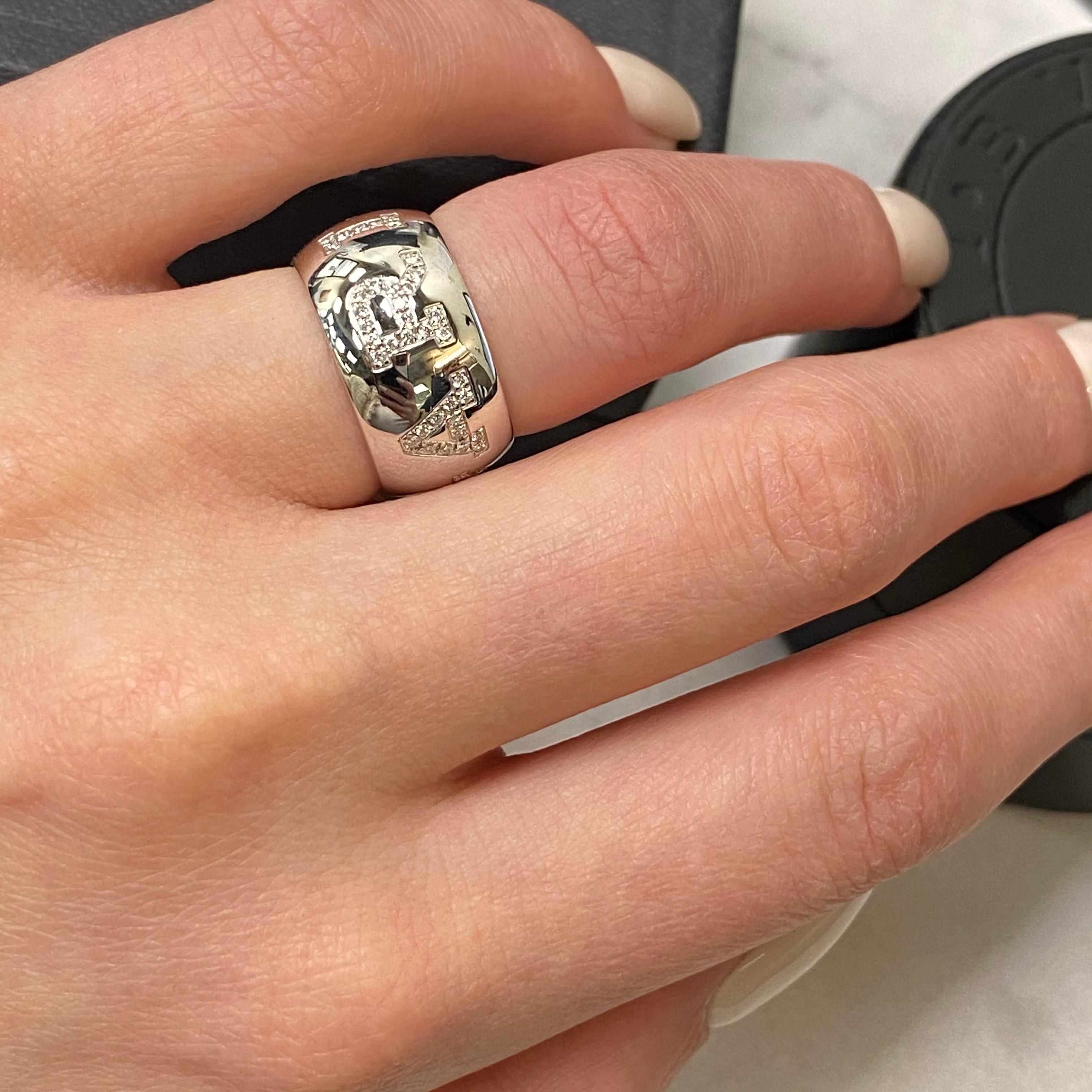 18 Karat Weißgold Diamantring mit 0,90 Karat, Monologo von Bvlgari Damen