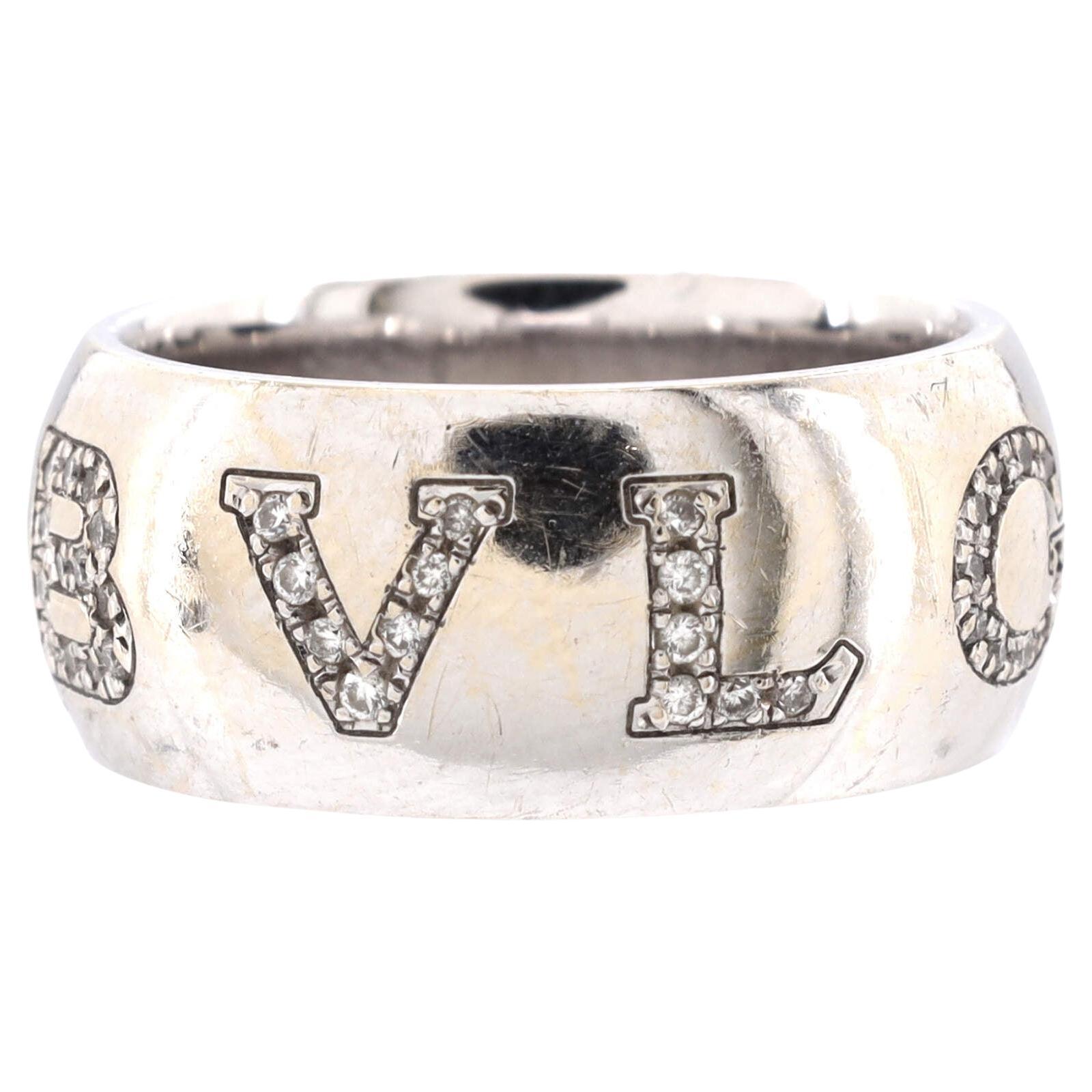 Bvlgari Monologo Ring 18k White Gold with Diamonds