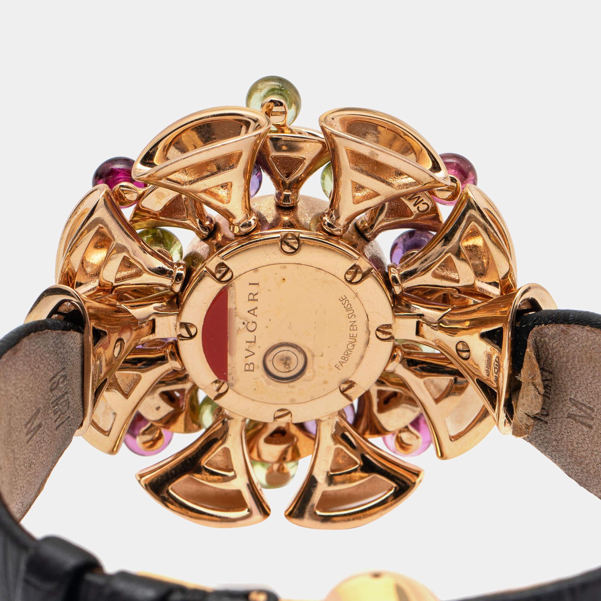 Bvlgari Mother of Pearl 18k Rose Gold Diamond Satin Diva 102217 Wristwatch 39 mm 5