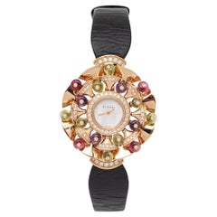 Bvlgari Mother of Pearl 18k Rose Gold Diamond Satin Diva 102217 Wristwatch 39 mm