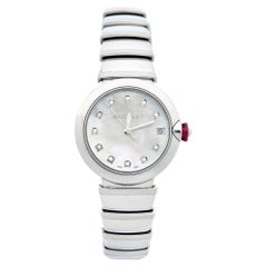Bvlgari Mother Of Pearl Diamond Stainless Steel Lvcea LU 33 S Women's Wristwatch