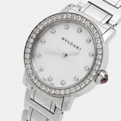 Bvlgari Mother Of Pearl Diamond Steel Bvlgari 102375 Women's Wristwatch 33 mm