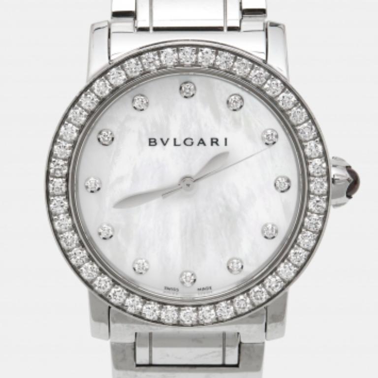 Bvlgari Reloj de pulsera de mujer de acero con diamantes Bvlgari 102375 33 mm en venta 5