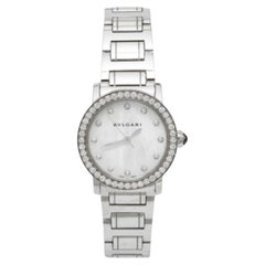 Bvlgari Mother Of Pearl Diamond Steel Bvlgari 102375 Women's Wristwatch 33 mm