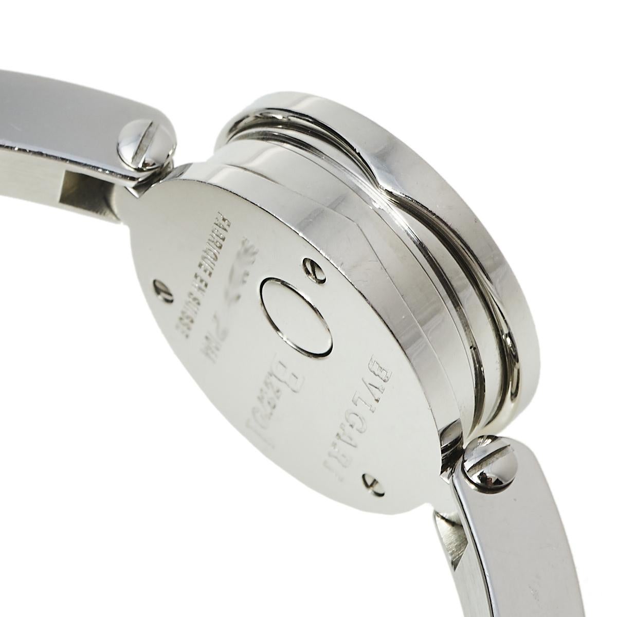 Bvlgari Motif Diamond Stainless Steel B.Zero1 BZ 22 S Women's Wristwatch 22 mm In Good Condition In Dubai, Al Qouz 2