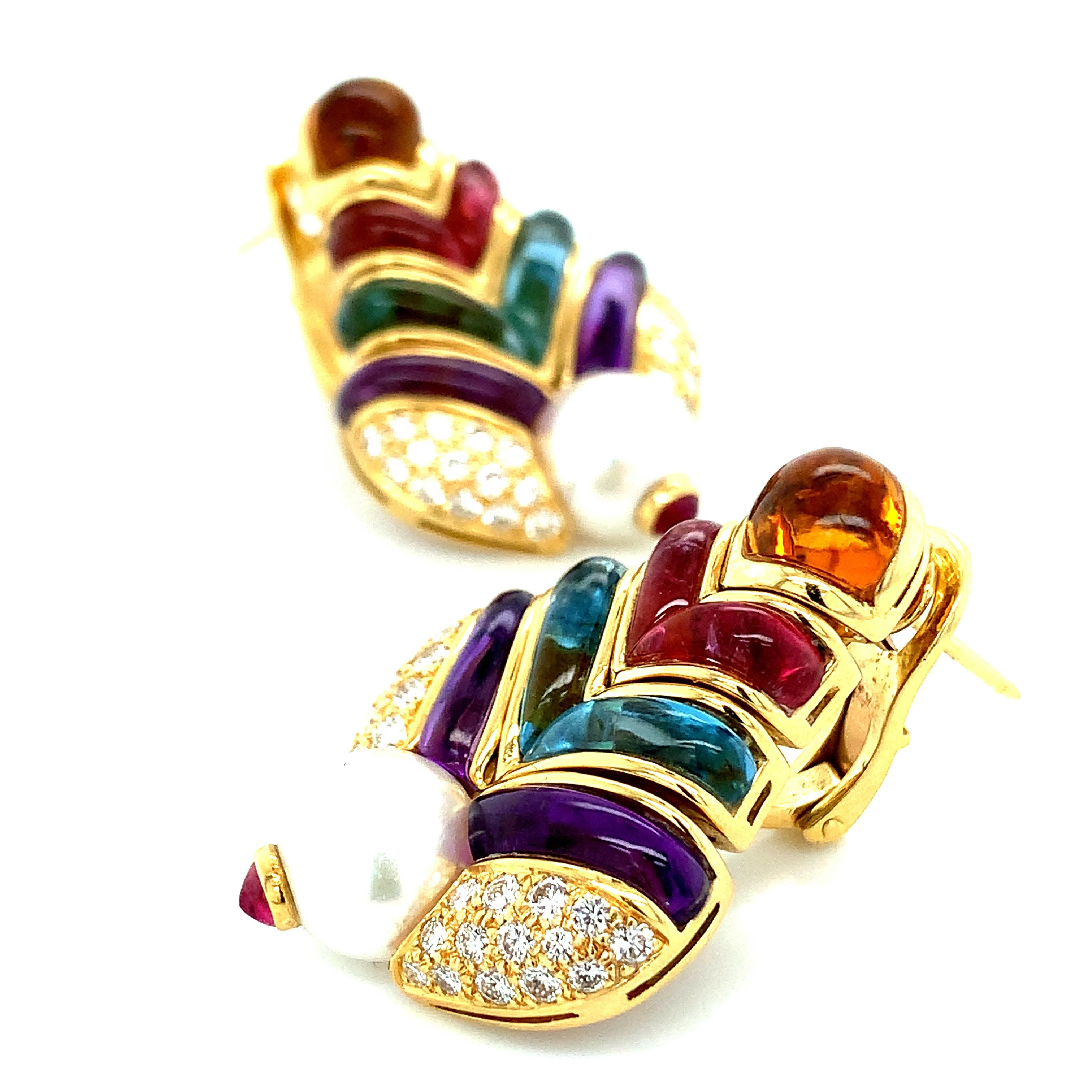 Bvlgari Multi-Color Stones Earrings  In Excellent Condition In New York, NY