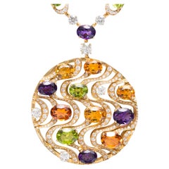 Bvlgari Multi Gem and Diamond Pendant Necklace