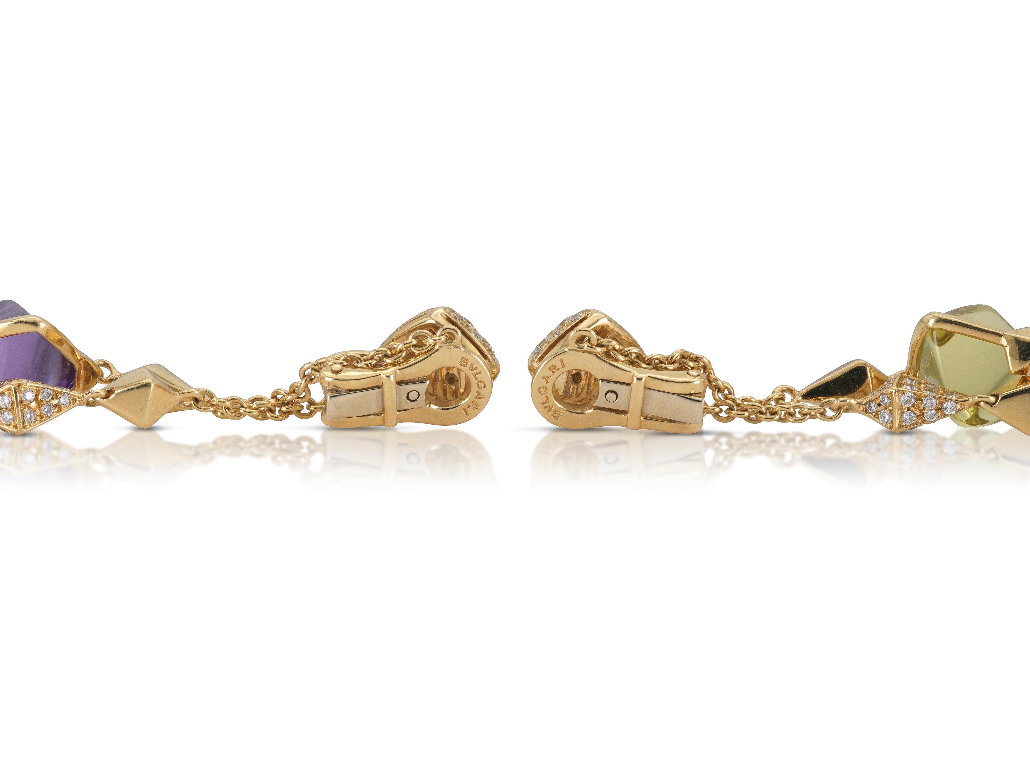 Bvlgari Multi-Gem Dangle Earrings In Good Condition In New York, NY