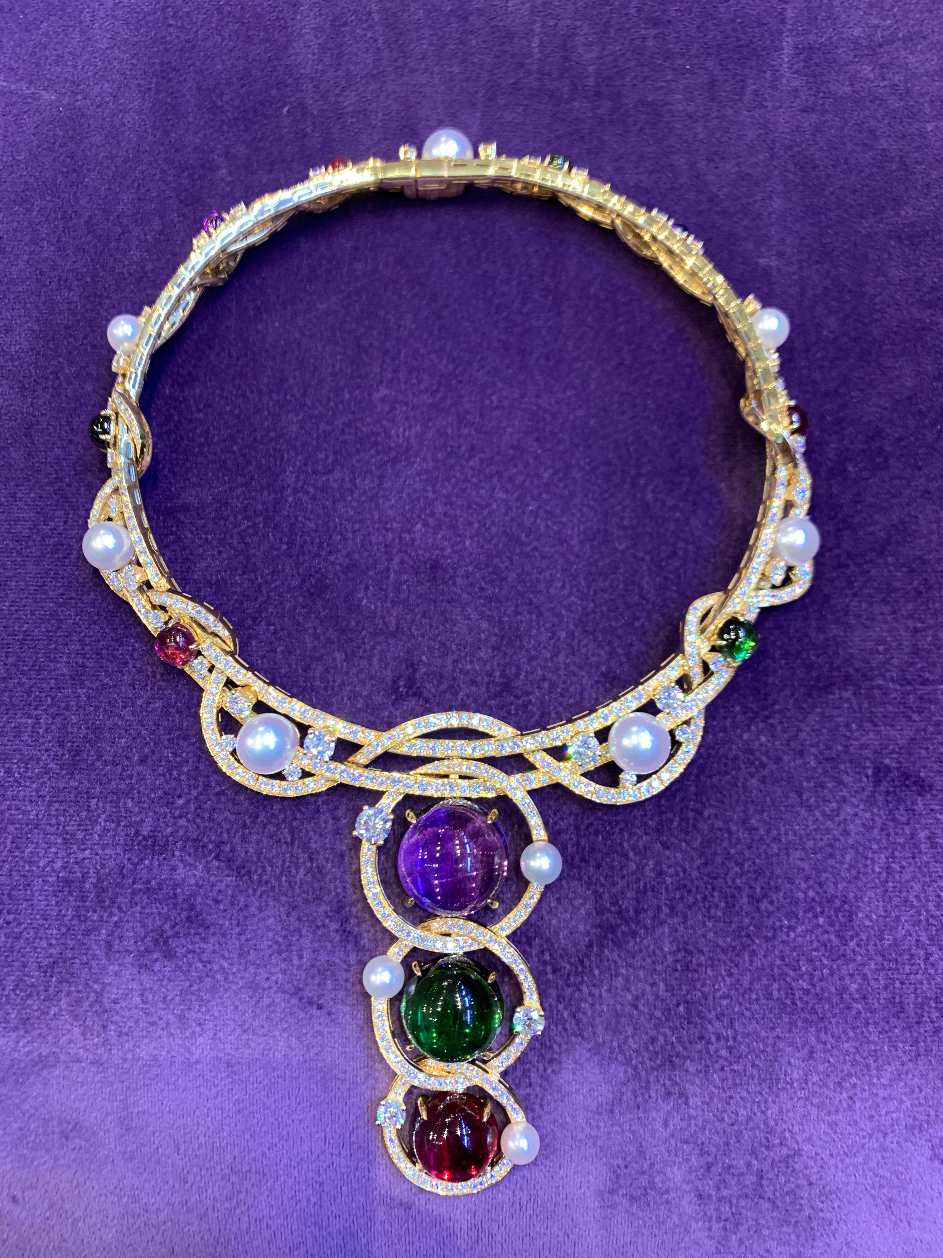 Bvlgari Multi Edelstein & Diamant Quaste Halskette 6