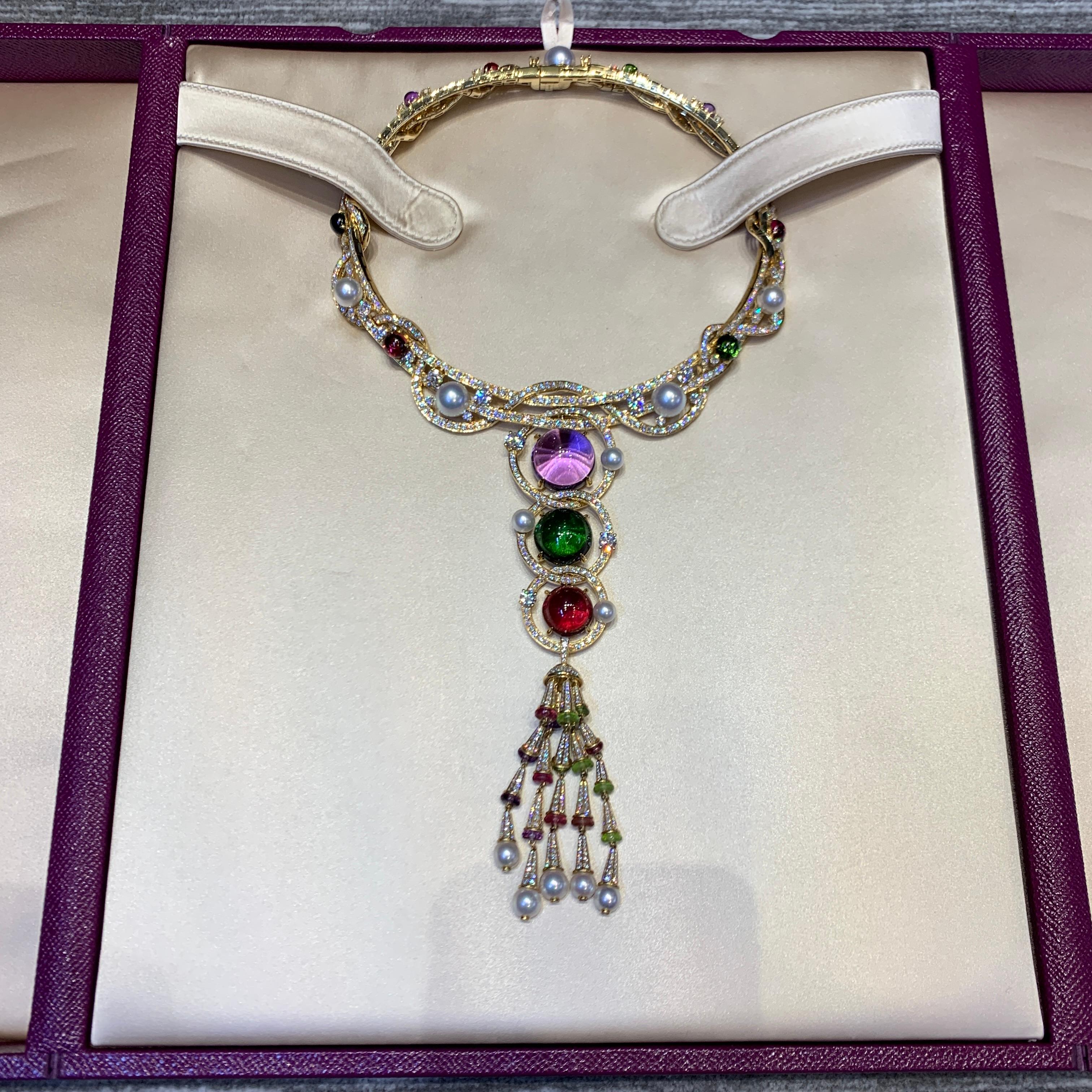 Bvlgari Multi Gem & Diamond Tassel Necklace 12