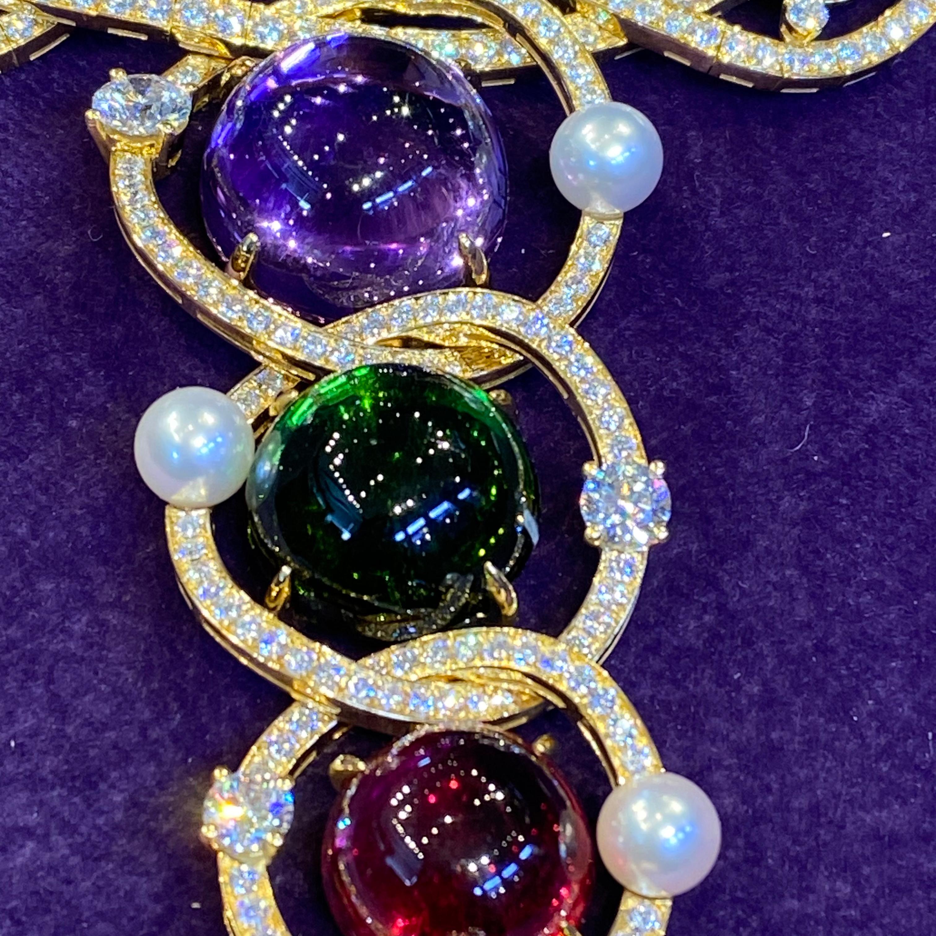 Bvlgari Multi Gem & Diamond Tassel Necklace 1