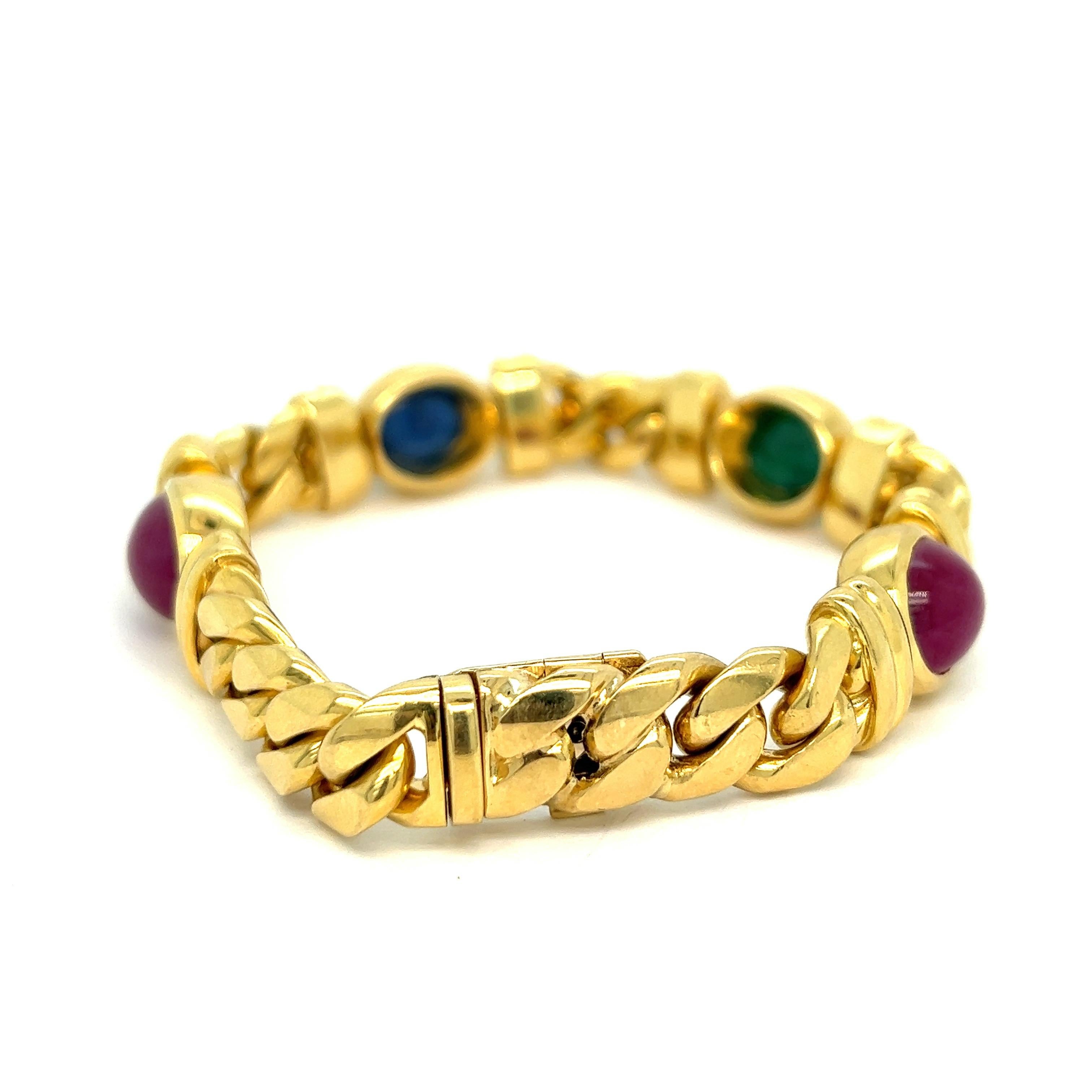 Bvlgari Multi-Gem Gold Link Bracelet 1