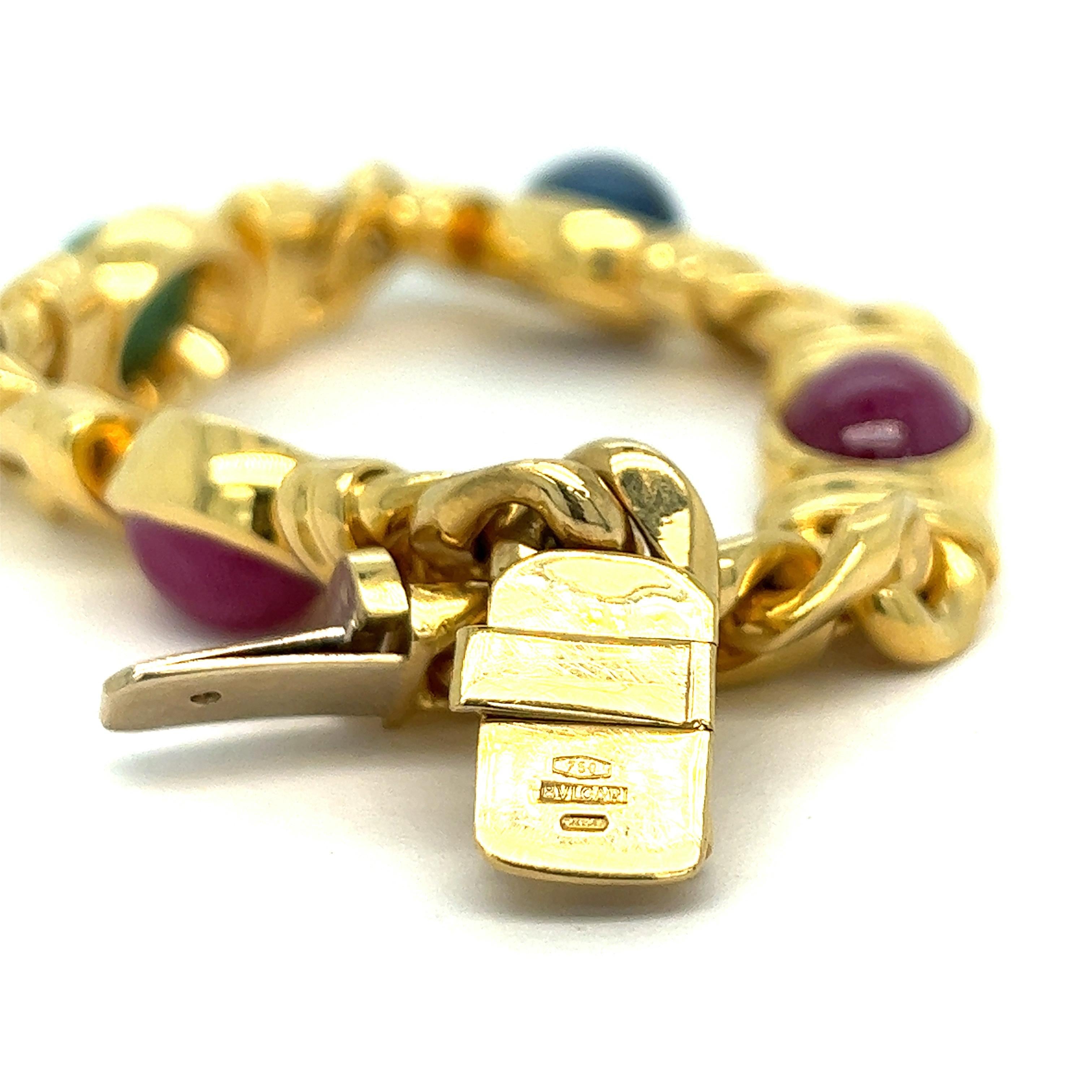 Bvlgari Multi-Gem Gold Link Bracelet 2