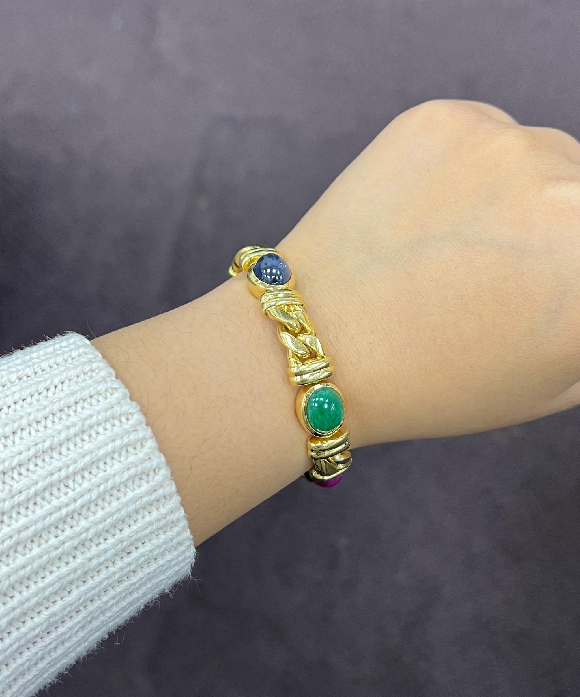 Bvlgari Multi-Gem Gold Link Bracelet 3