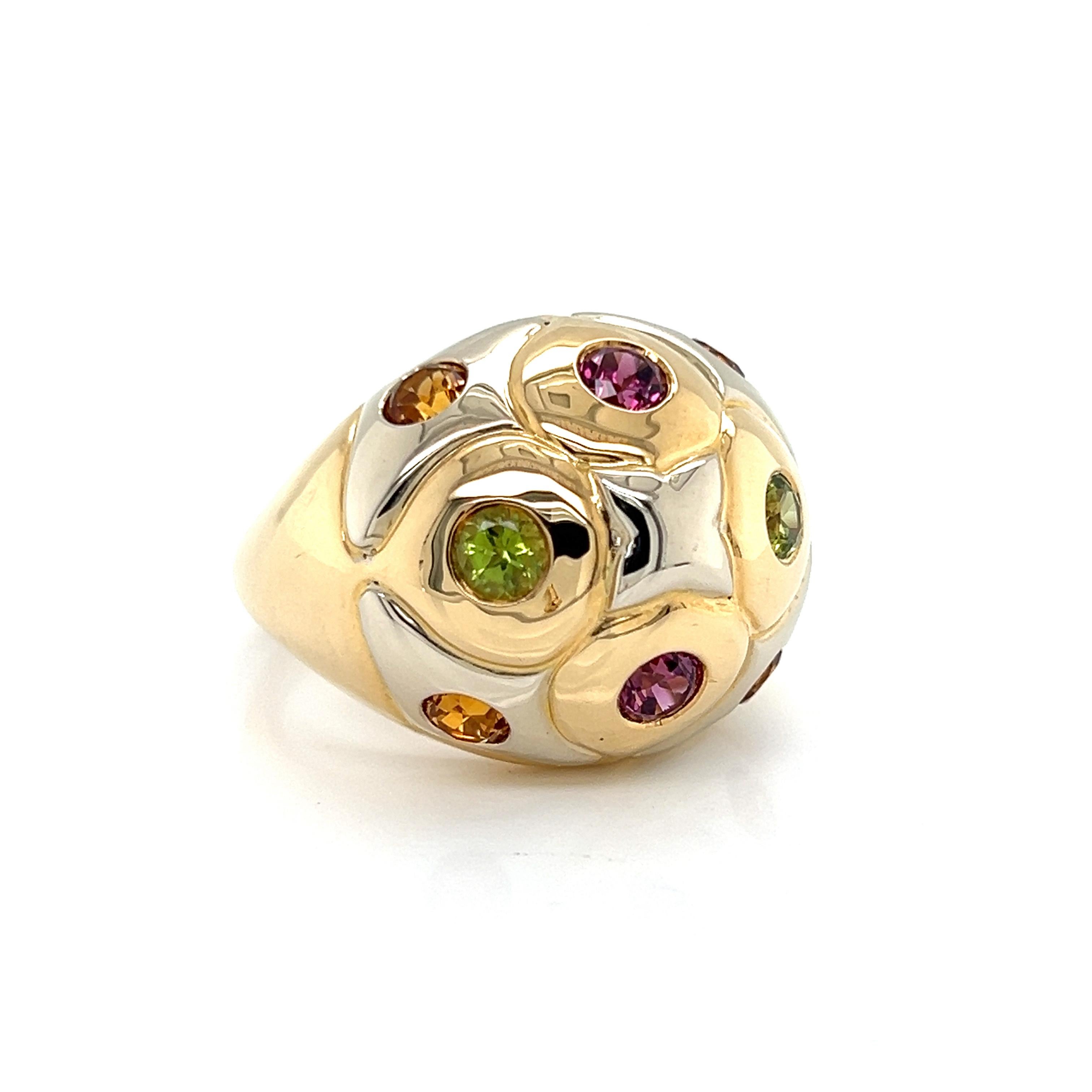 Women's Bvlgari Multicolor Gems 18k Yellow Gold Dome Ring