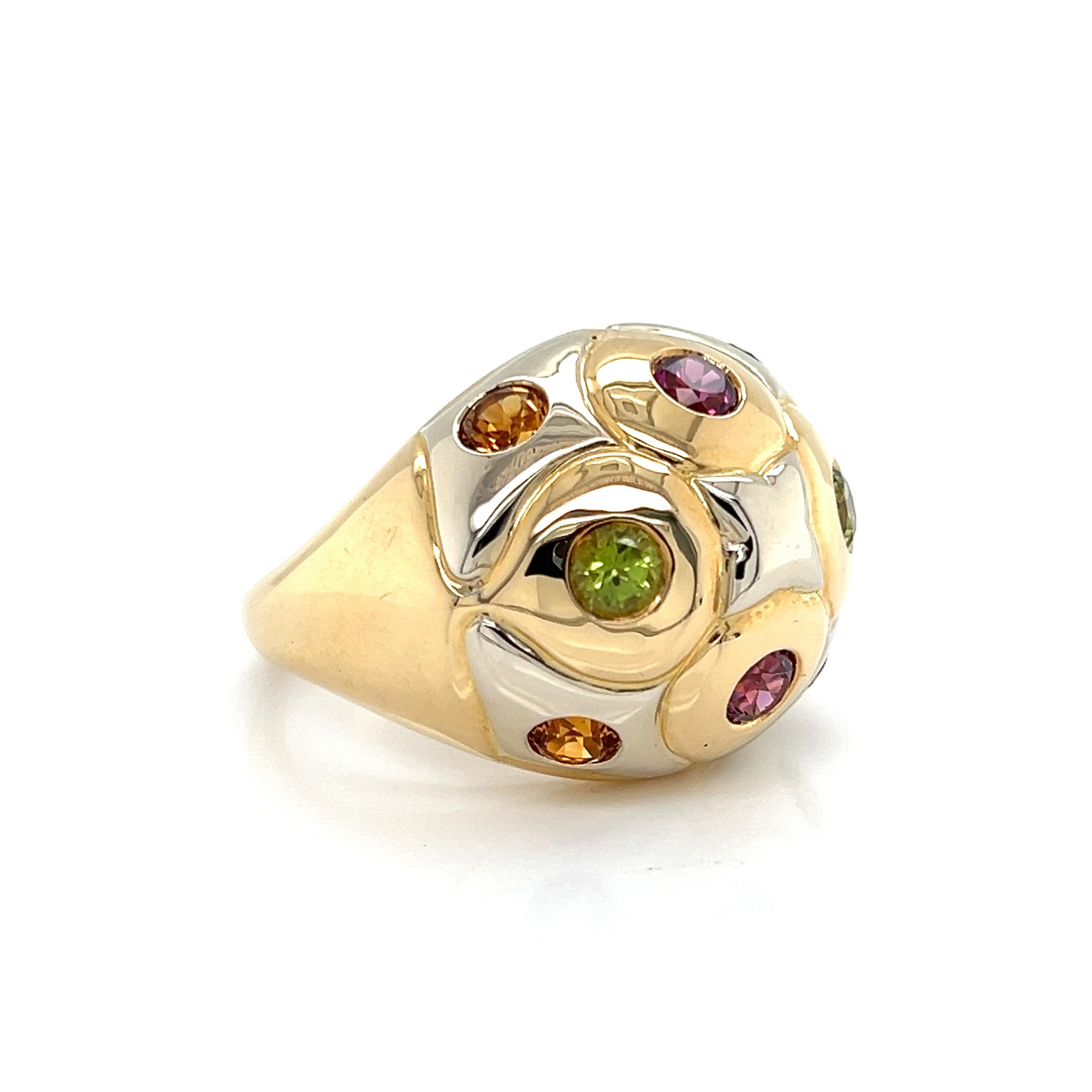 Bvlgari Multicolor Gems 18k Yellow Gold Dome Ring 1