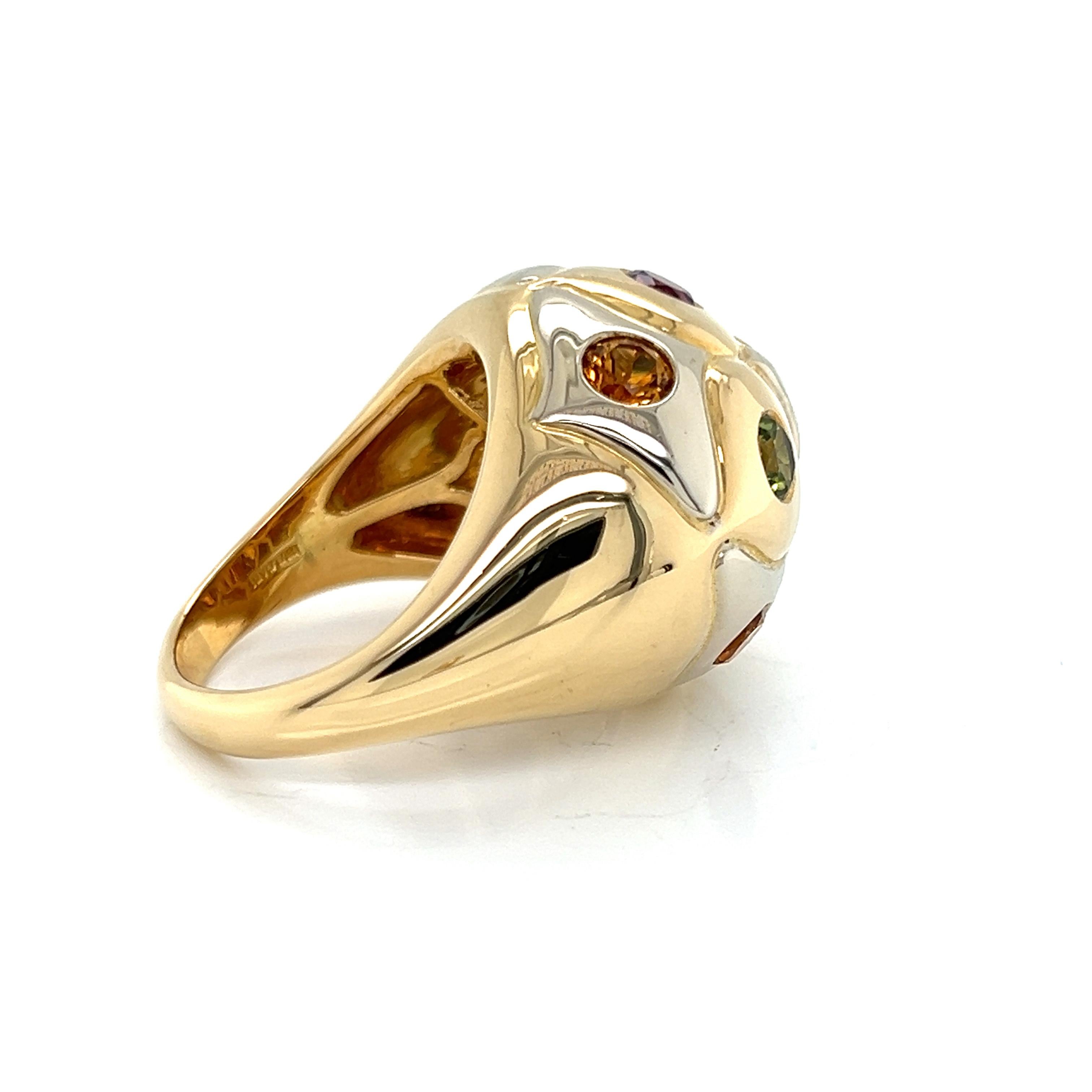 Bvlgari Multicolor Gems 18k Yellow Gold Dome Ring 2