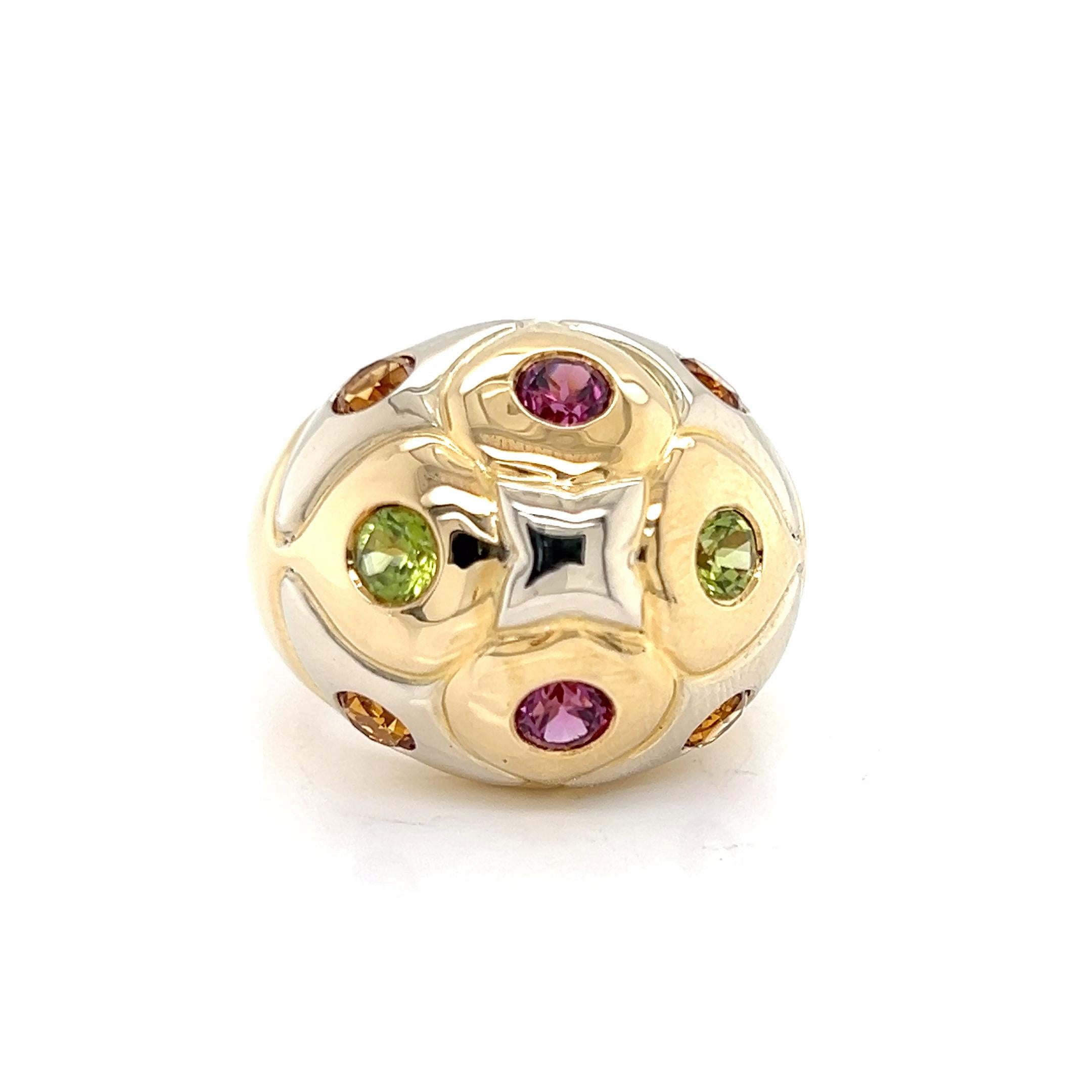 Bvlgari Multicolor Gems 18k Yellow Gold Dome Ring 3