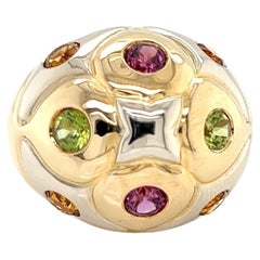 Bvlgari Multicolor Gems 18k Yellow Gold Dome Ring