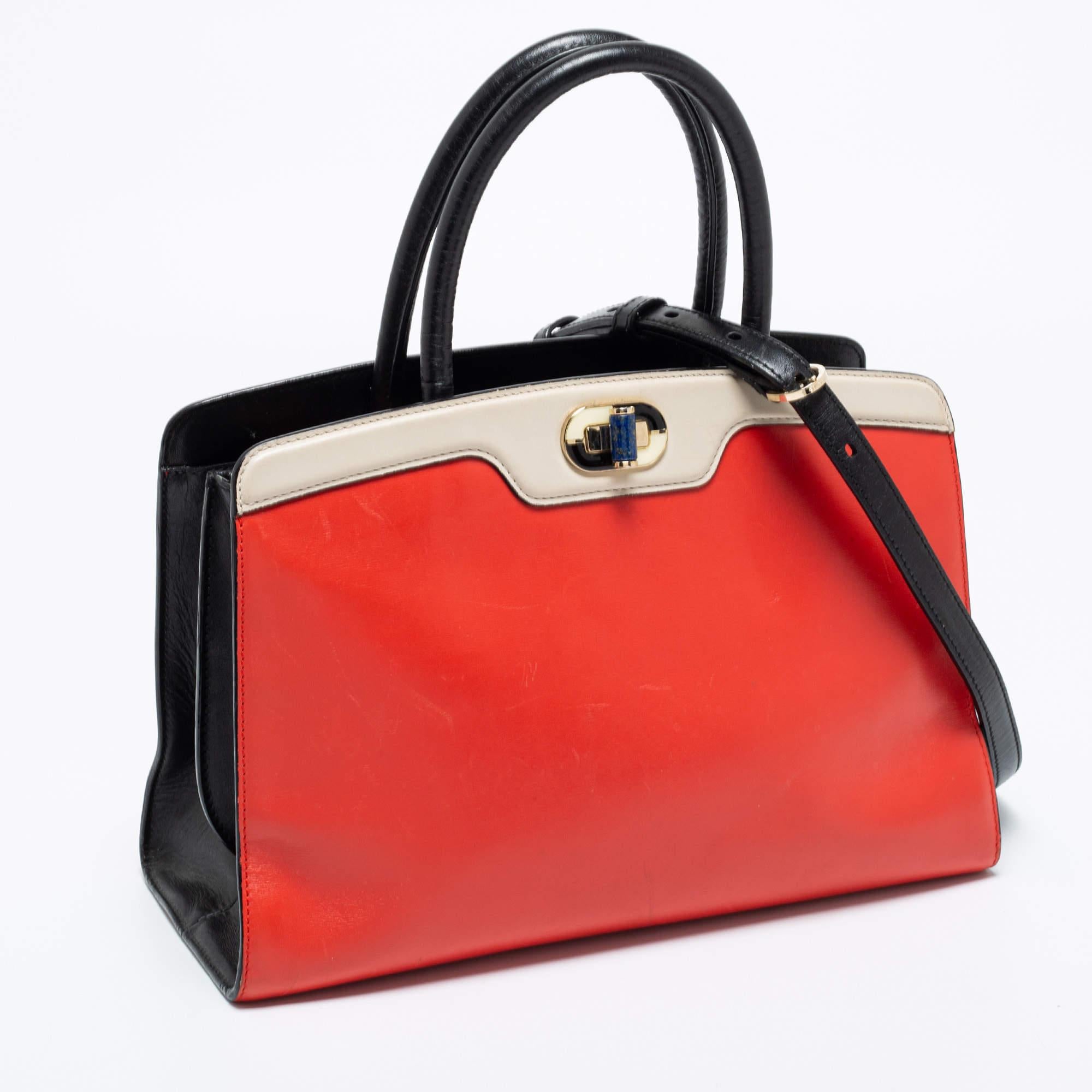 Bvlgari Multicolor Leather Isabella Rossellini Tote In Fair Condition For Sale In Dubai, Al Qouz 2