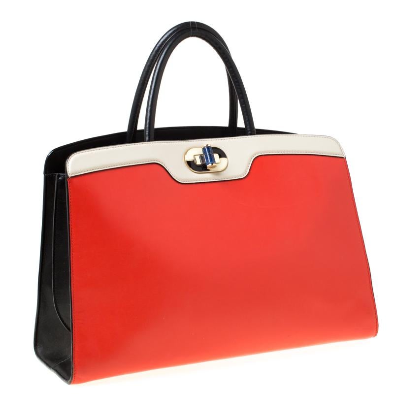 Bvlgari Multicolor Leather Large Isabella Rossellini Tote In Good Condition In Dubai, Al Qouz 2