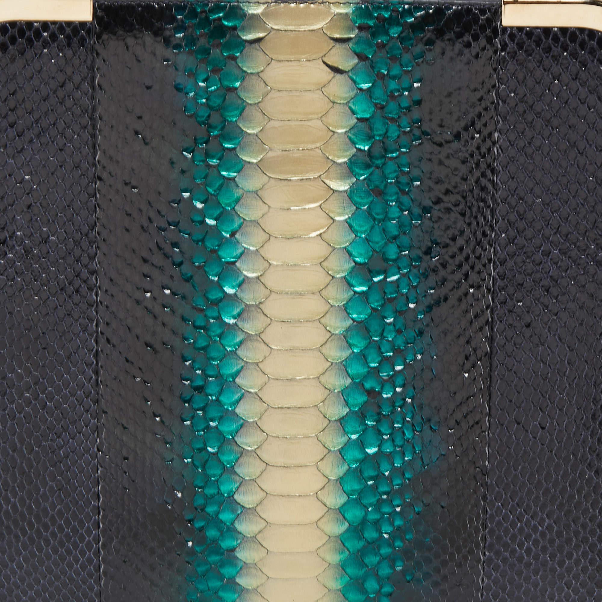 Bvlgari Multicolor Python Metal Side Frame Satchel 7