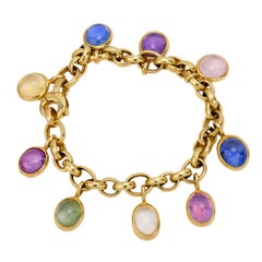 Bvlgari multicolor sapphire 18k yellow gold chain bracelet