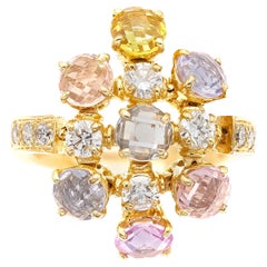 Bvlgari Bague en grappe de saphirs multicolores et de diamants