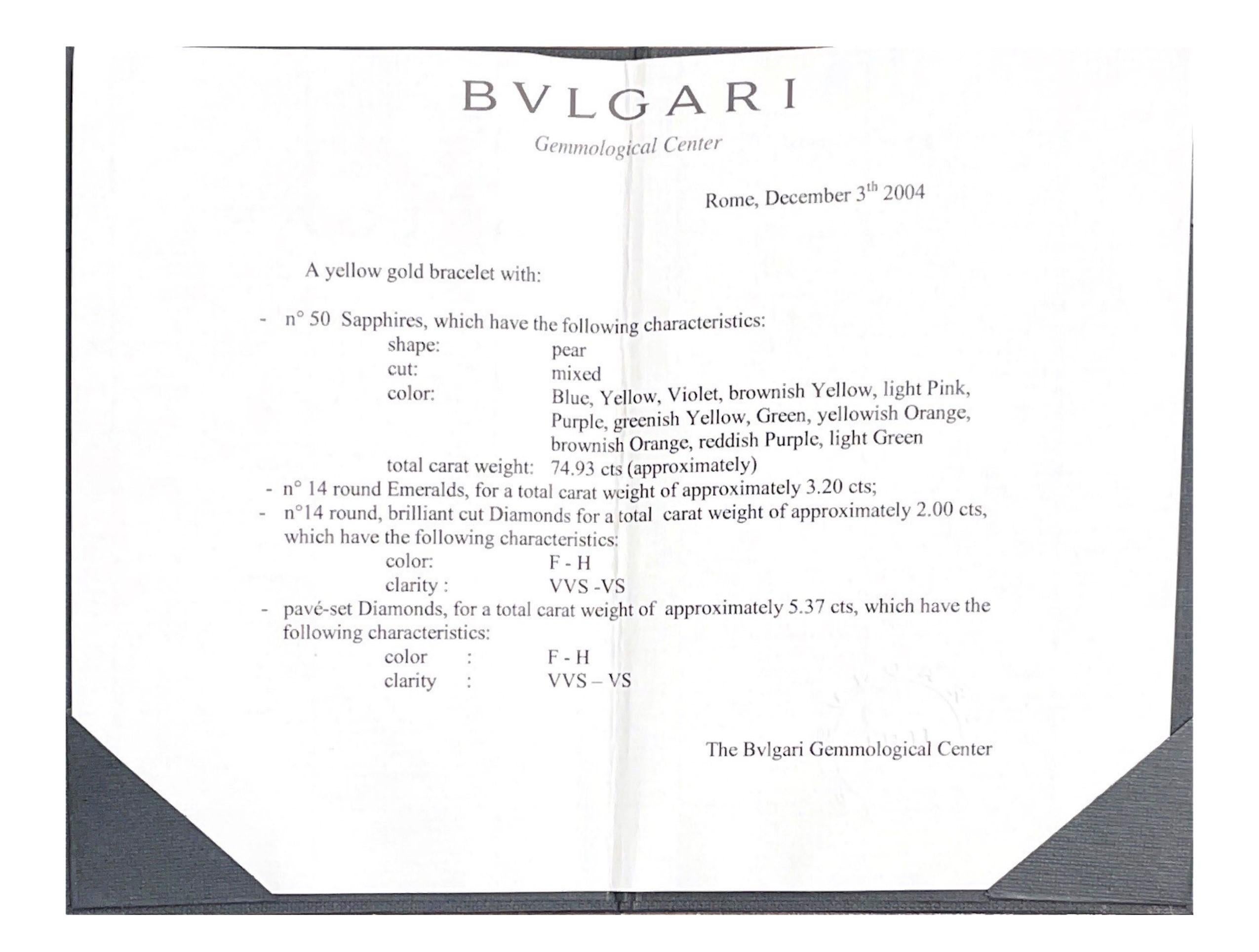 Bvlgari Mehrfarbiges Saphir- und Smaragdarmband im Angebot 9