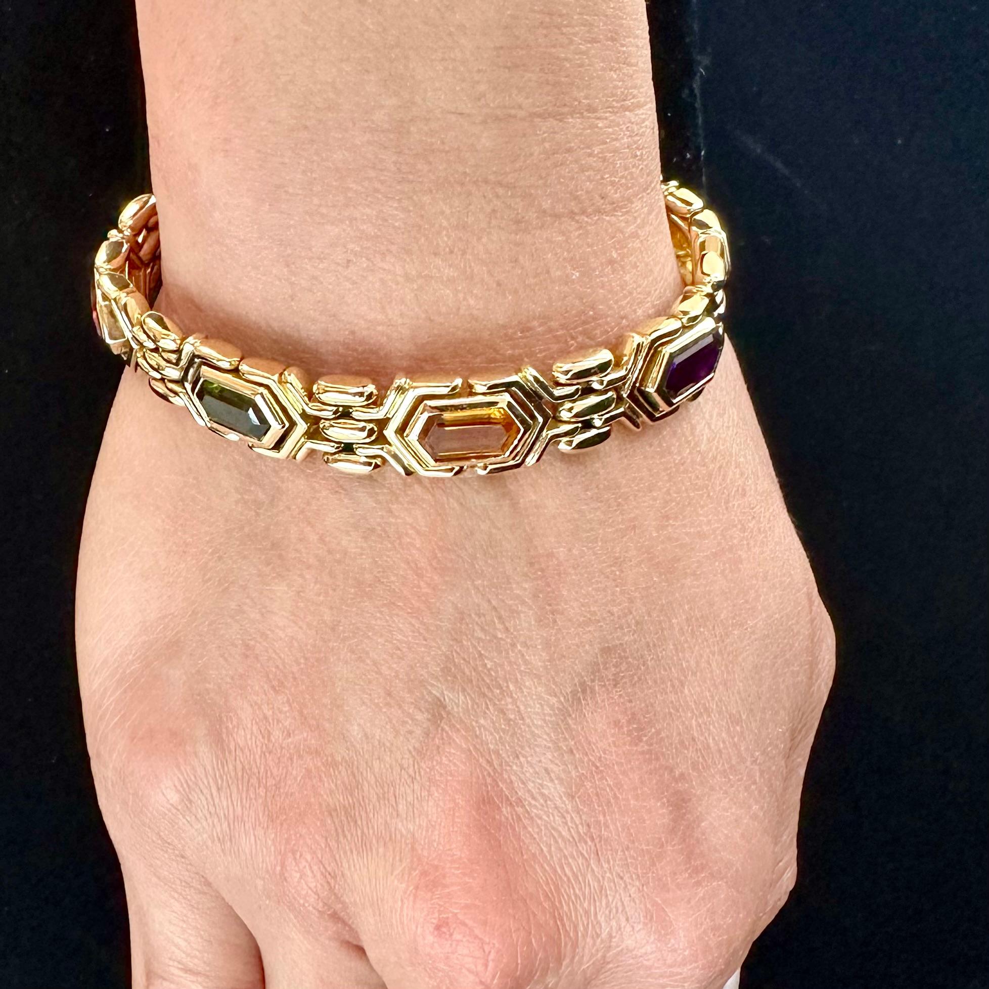 Bvlgari Multicolor 18k Yellow Gold Bracelet  For Sale 3