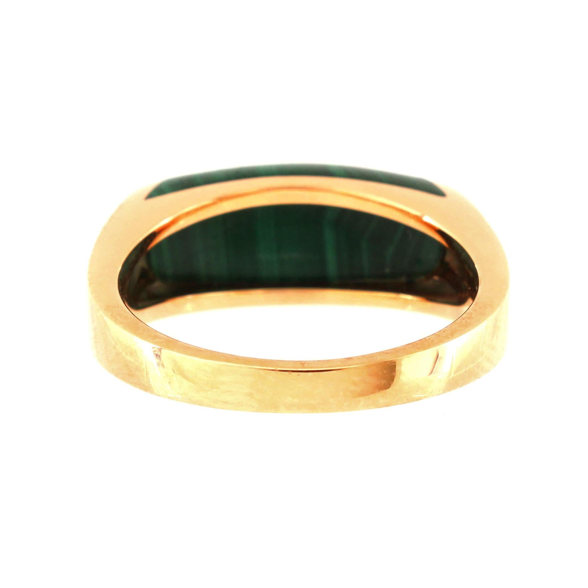 Bvlgari Mvsa Ring 18k Rose Gold with Malachite In Good Condition In New York, NY