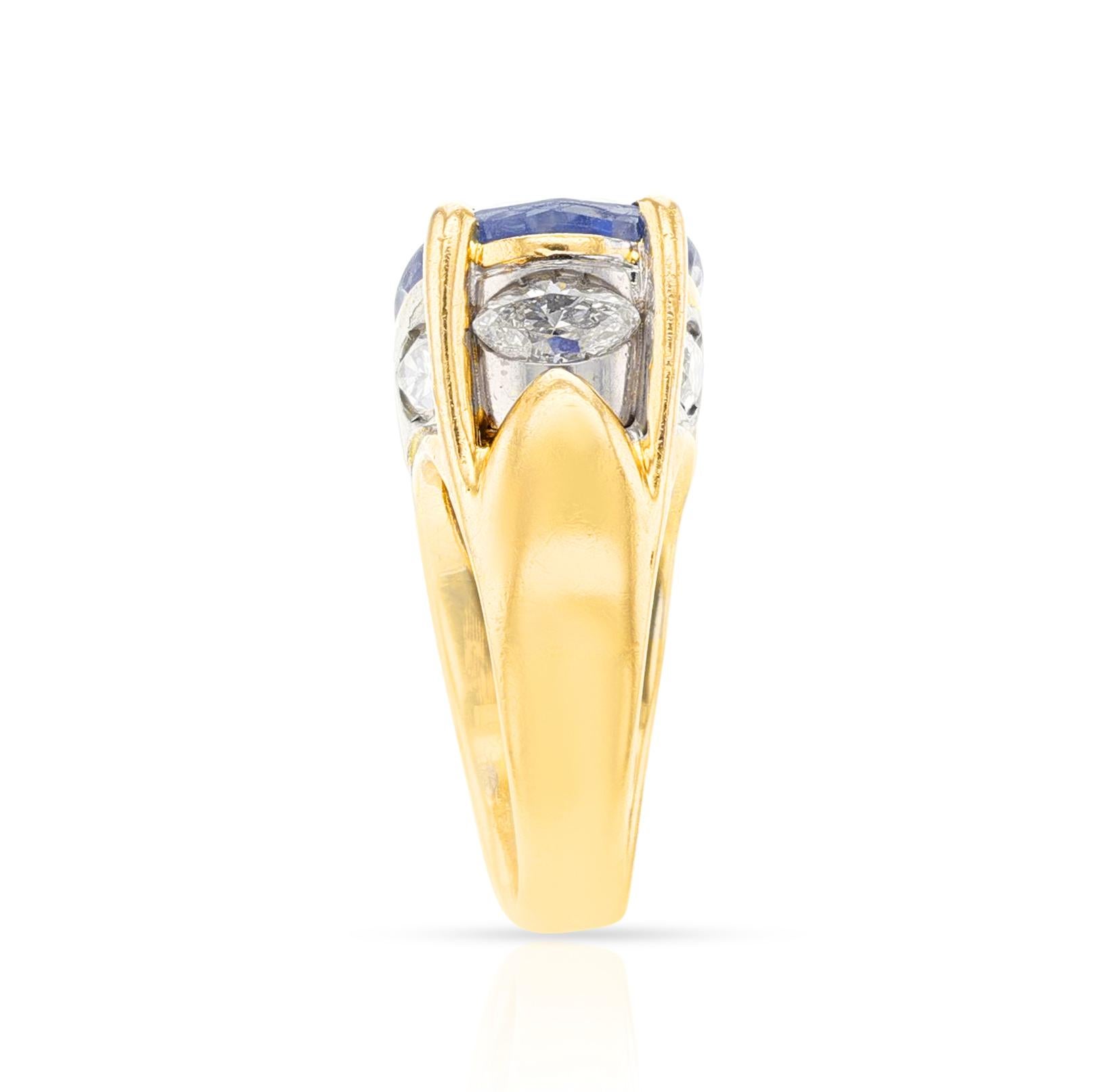 Oval Cut BVLGARI Natural Unheated Sapphire and Diamond Ring, 18k & Platinum For Sale