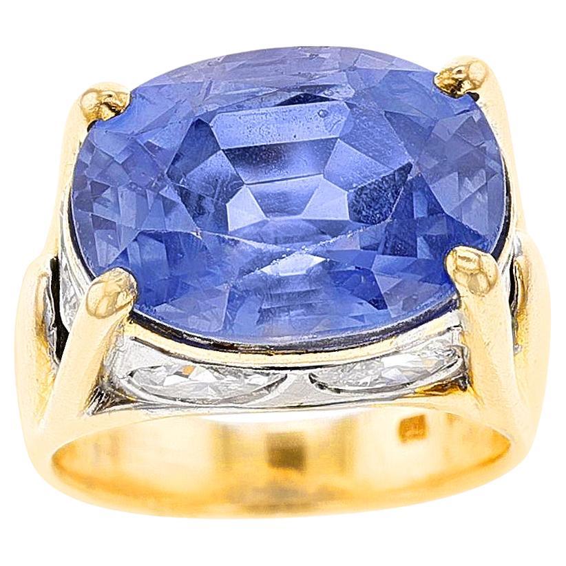 BVLGARI Natural Unheated Sapphire and Diamond Ring, 18k & Platinum