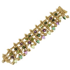 Bvlgari Naturalia Amethyst Tourmaline Peridot Diamond 18k Yellow Gold Bracelet